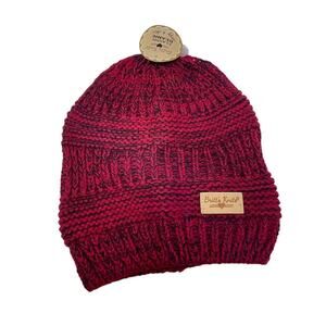 Britt's Knits Red Beanie New Knit Stretch Unisex Sock Hat Fall Winter Toboggan
